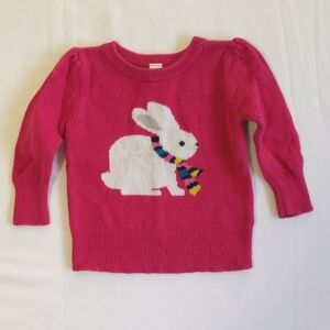 old navy winter bunny cotton knit crewneck sweater 12-18 months baby girl